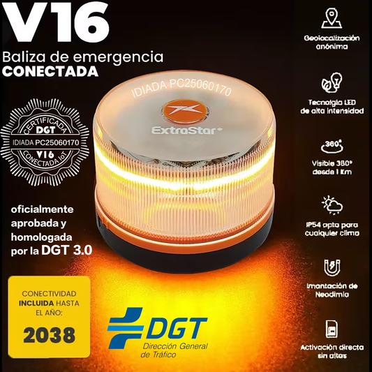 Extrastar Baliza V16 Luz de Emergencia Homologada DGT 3.0